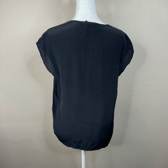Maje Blouse Black Beaded Shoulder V-Neck Top Whimsygoth Lightweight - Picture 5 of 11